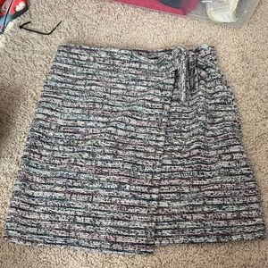 LOFT Multicolor Tweed A-Line Wrap Skirt